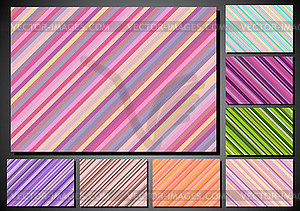 Set of retro background with stripes - vector image