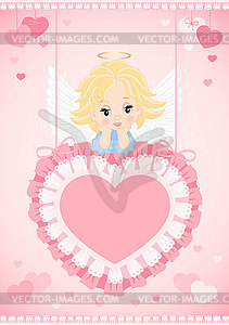 Greeting Valentine card with angel - vector EPS clipart