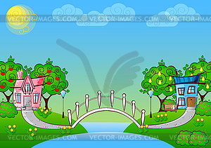 Background cartoon house - vector image