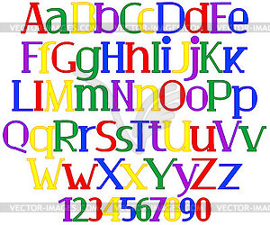 Merry multicolored alphabet - vector image