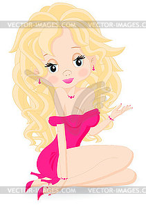 Sexy girl in pink dress - vector clipart