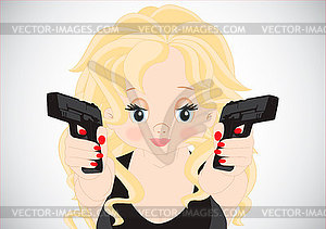 Girl with guns - vector clipart