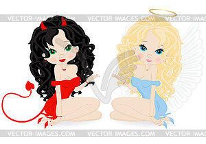 Angel and devil - vector clipart / vector image