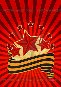 Ribbons and red stars - vector clip art