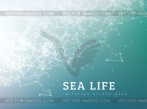 Sea wave by dot and line connection - color vector clipart