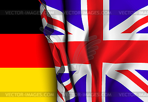 Flag of United Kingdom over German flag - vector clipart