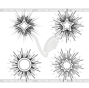 Hipster style vintage star burst with ray - vector clipart