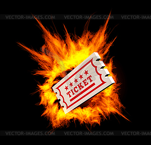 Burning ticket. with fire - vector clipart