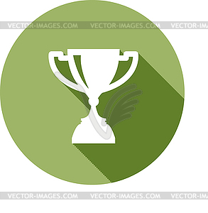 Trophy Cup Flat Icon with Long Shadow - vector clipart