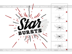 Hipster style vintage star burst with ray - color vector clipart