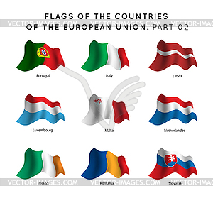 Флаги стран ЕС - векторная иллюстрация