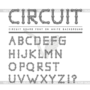 Font stylized track electronic circuit board - vector clipart