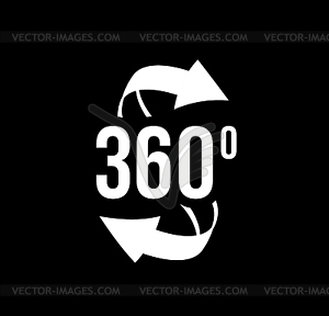 Angle 360 degrees view sign icon - vector image