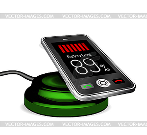 Smartphone on wireless charge - vector clipart