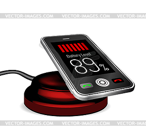 Smartphone on wireless charge - vector clip art