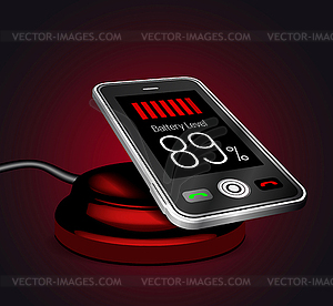 Smartphone on wireless charge - vector clip art