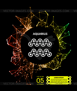 Zodiac Signs in form of lines, dots connected - vector clip art
