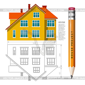Дом значок и рисунок карандашом - клипарт в векторном виде