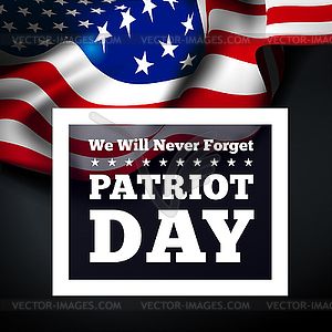 Patriot Day, September 11 waving flag - vector image