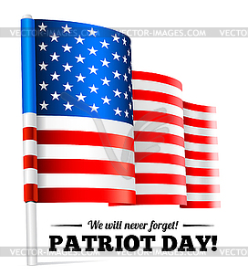 Patriot Day, September 11 waving flag - stock vector clipart