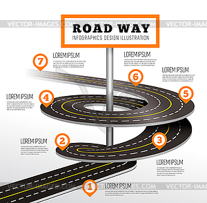 Road way design infographics - vector image