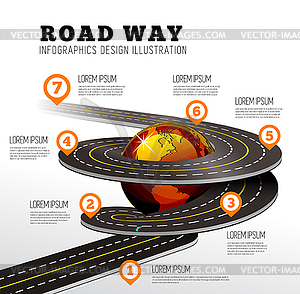Road way design infographics - vector clipart