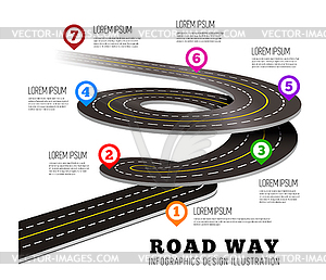 Road way design infographics - vector clipart