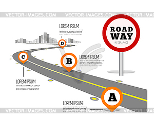 Road way design infographics - vector image