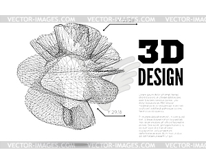 3D abstract design - white & black vector clipart