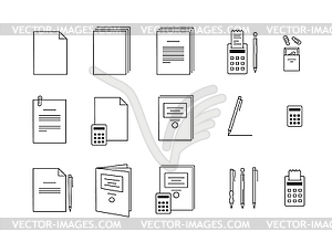 Icons for computer paper Office - vector clip art