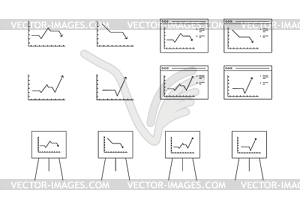 Icons for computer presentation of dynamic graph - vector image