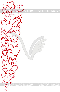 Sketch of background of variety of red hearts - vector image