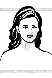 Sketch of beautiful girl with brunette hair - stock vector clipart