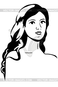 Sketch of beautiful girl with brunette hair - vector image