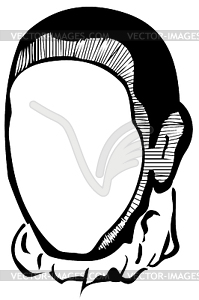 Sketch of white man`s face without eyes - vector clip art