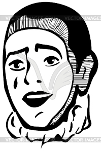 Sketch white mime smiling - royalty-free vector clipart