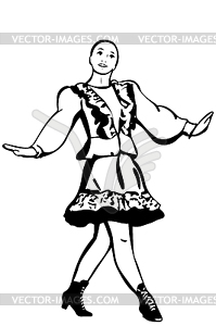 Girl having fun dancing folk dance - vector image