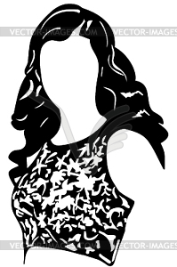 Черно-белый набросок овала лица девушки - клипарт в векторном виде