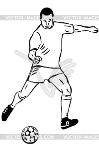 Sketch athlete football player with ball - vector image