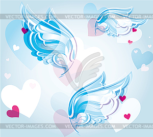 Абстрактный фон с крыльями и сердца - изображение в векторе / векторный клипарт