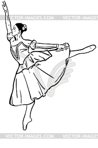 Sketch of girl`s ballerina standing in pose - vector clip art