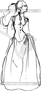 Beautiful girl of blonde is in long dress - vector clip art