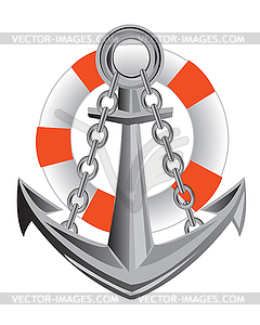 Anchor and life buoy - vector clip art