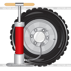 Колесо автомобиля и насоса - изображение в векторном формате