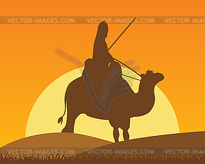 Camel with horseman - vector clip art