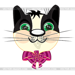 Head kitty with bow - vector clip art