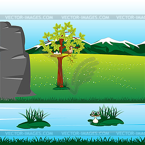 Landscape with river - vector clipart