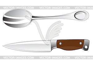 Knife and spoon - vector clip art