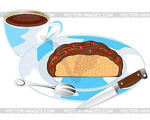 Cake on plate - vector EPS clipart