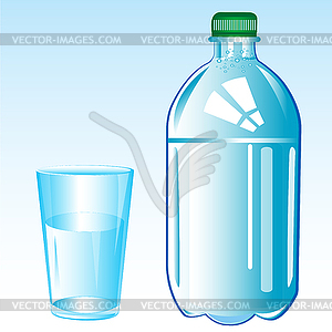 Mineral water and glass - vector image